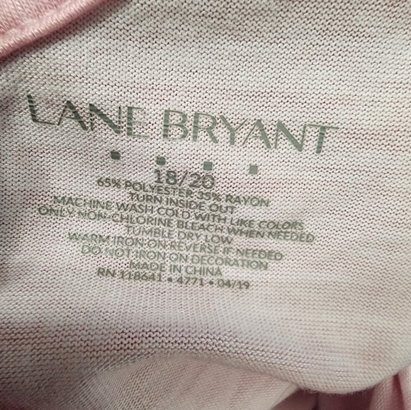 Lane Bryant Top 18 / 20 Beach Please Pink White Short Sleeve Striped Plus B773 - Picture 5 of 5